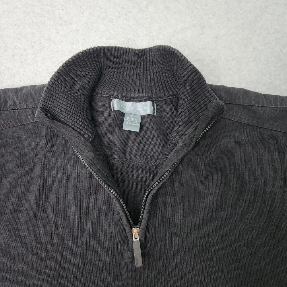 Oscar de la Renta Pullover Sweater Mens Size XL‎ 1/4 Zip Up Long Sleeve Black